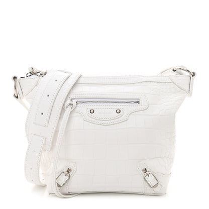 Balenciaga Extra Supple Calfskin Crocodile Embossed Neo Classic Hardware Hobo XS White 1 of 9