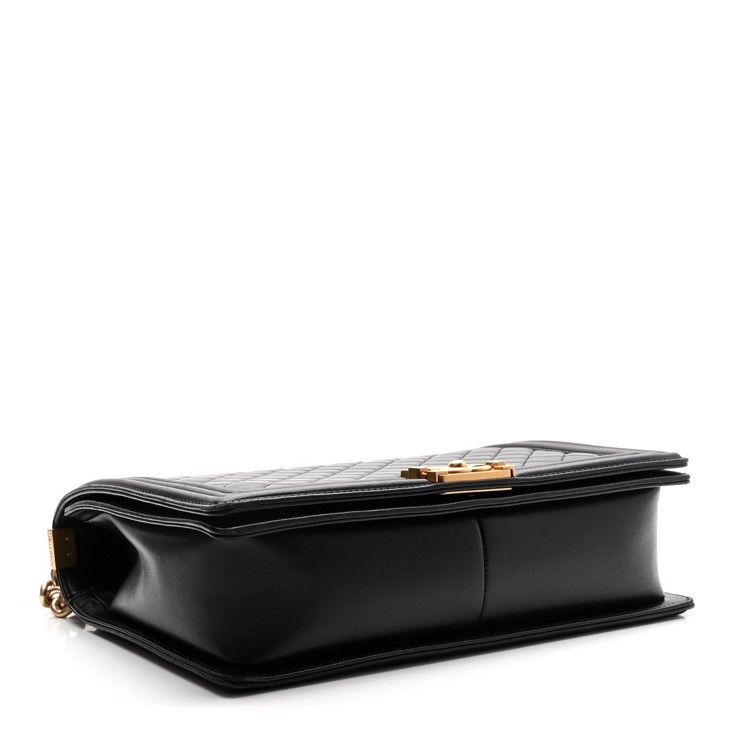 Lambskin Quilted Large Boy Flap Black