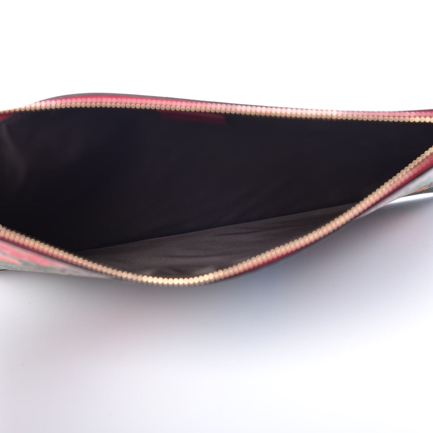 GG Supreme Monogram Tian Large Zip Pouch Beige Multicolor Red