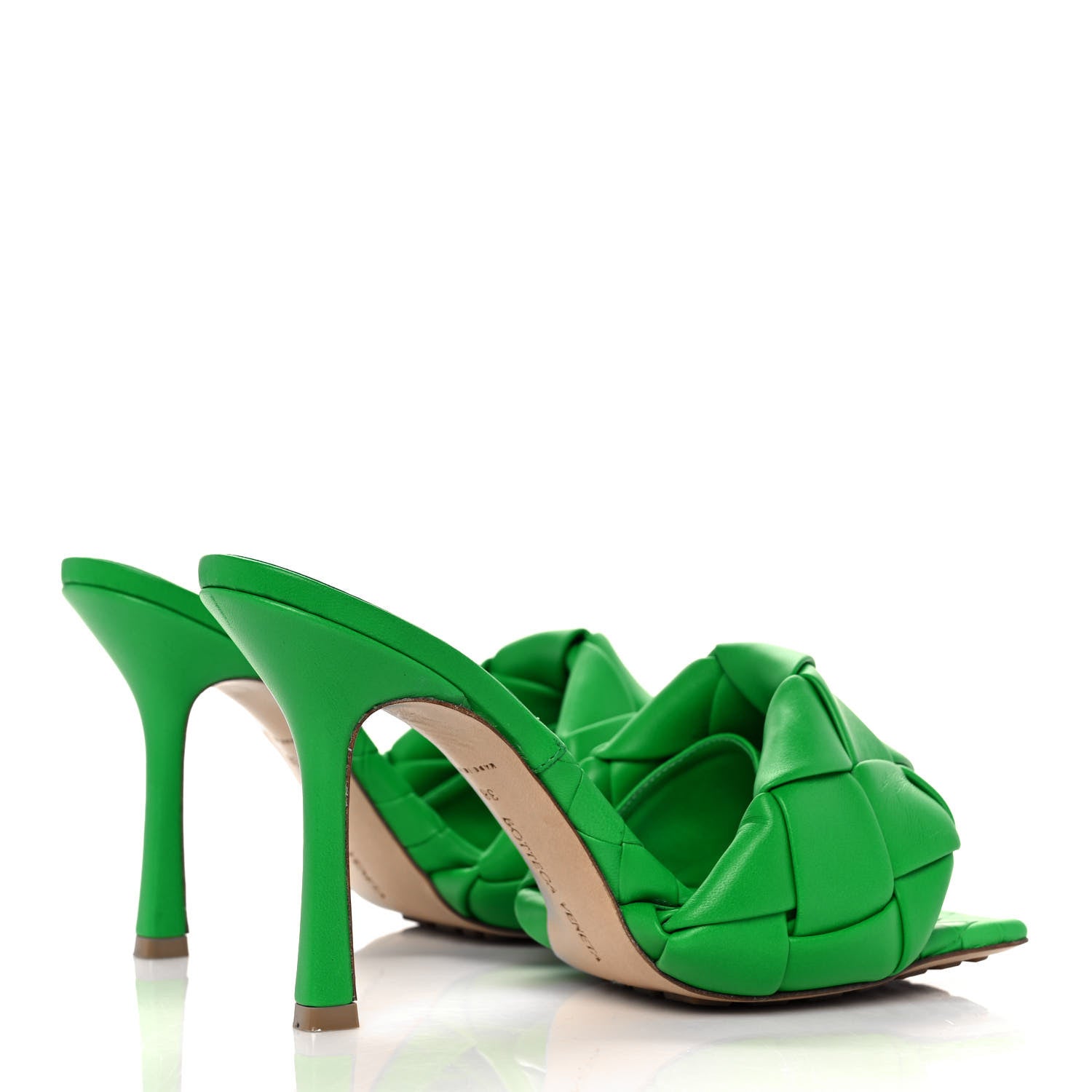 Bottega Veneta Nappa Maxi Intrecciato Lido 90mm Mule Sandals 38 Grass 4 of 8