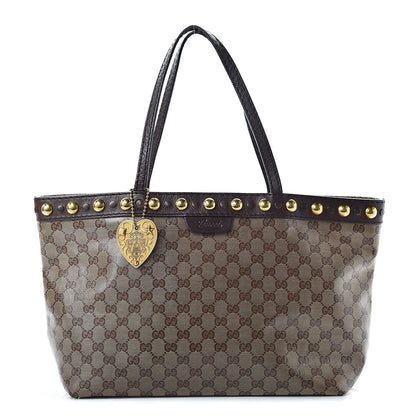 Gucci Crystal Monogram Medium Babouska Shopping Tote Dark Brown 1 of 15
