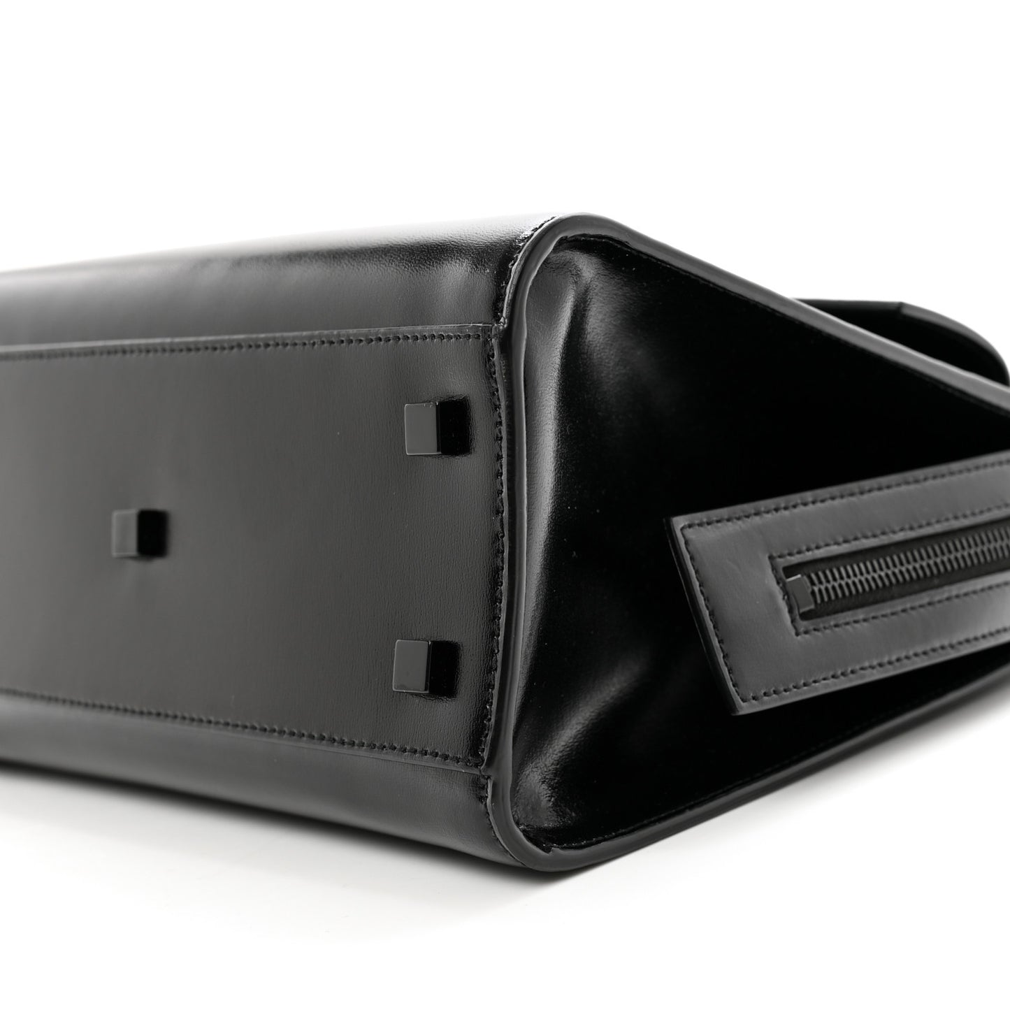 Shiny Calfskin Small Uptown Tote Black