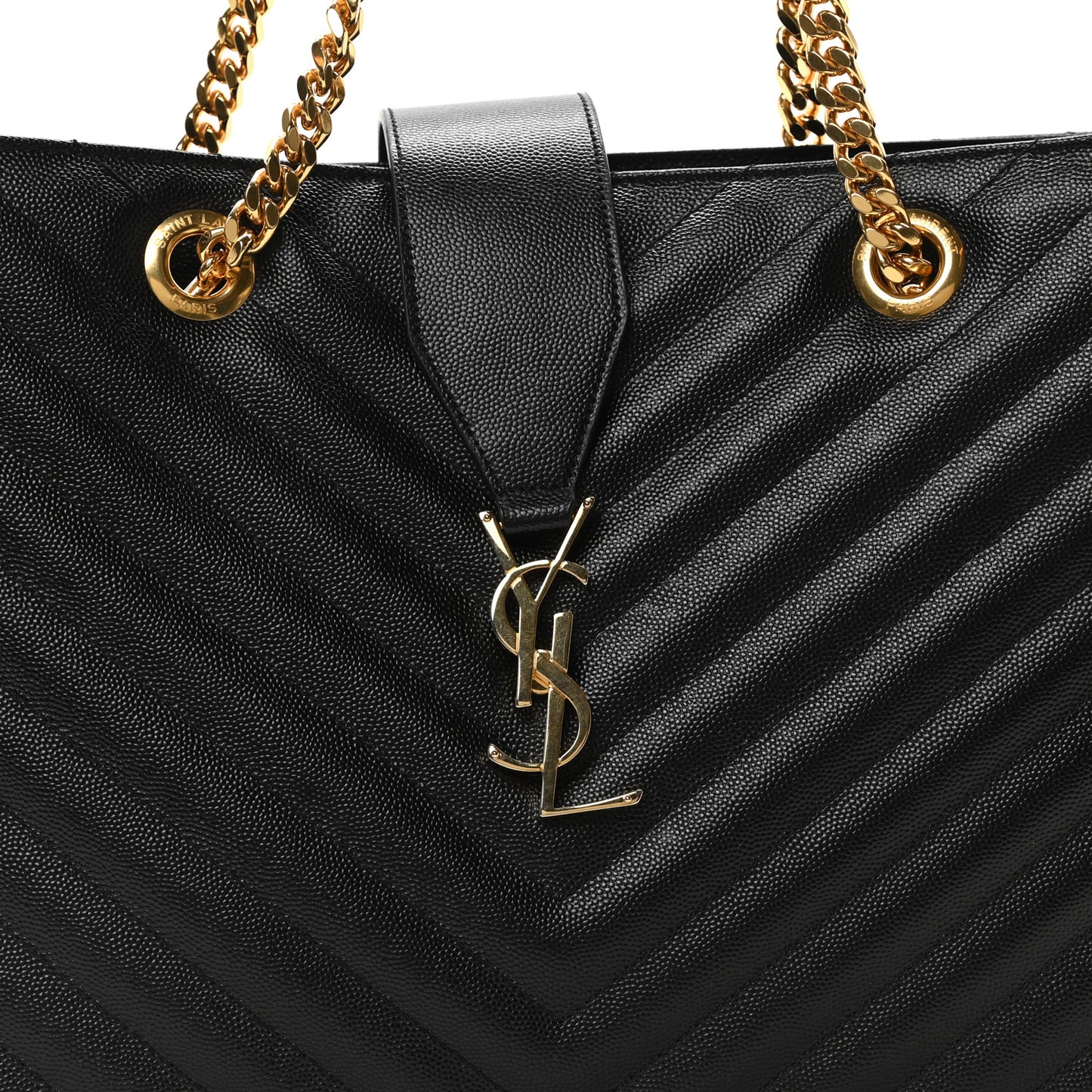Grain De Poudre Matelasse Chevron Monogram Shopping Bag Black