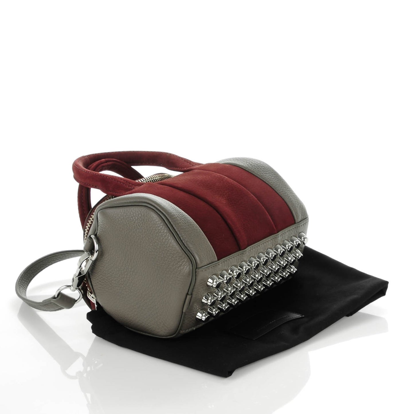 Nubuck Soft Pebbled Calfskin Mini Rockie Beet Stone Rhodium Hardware