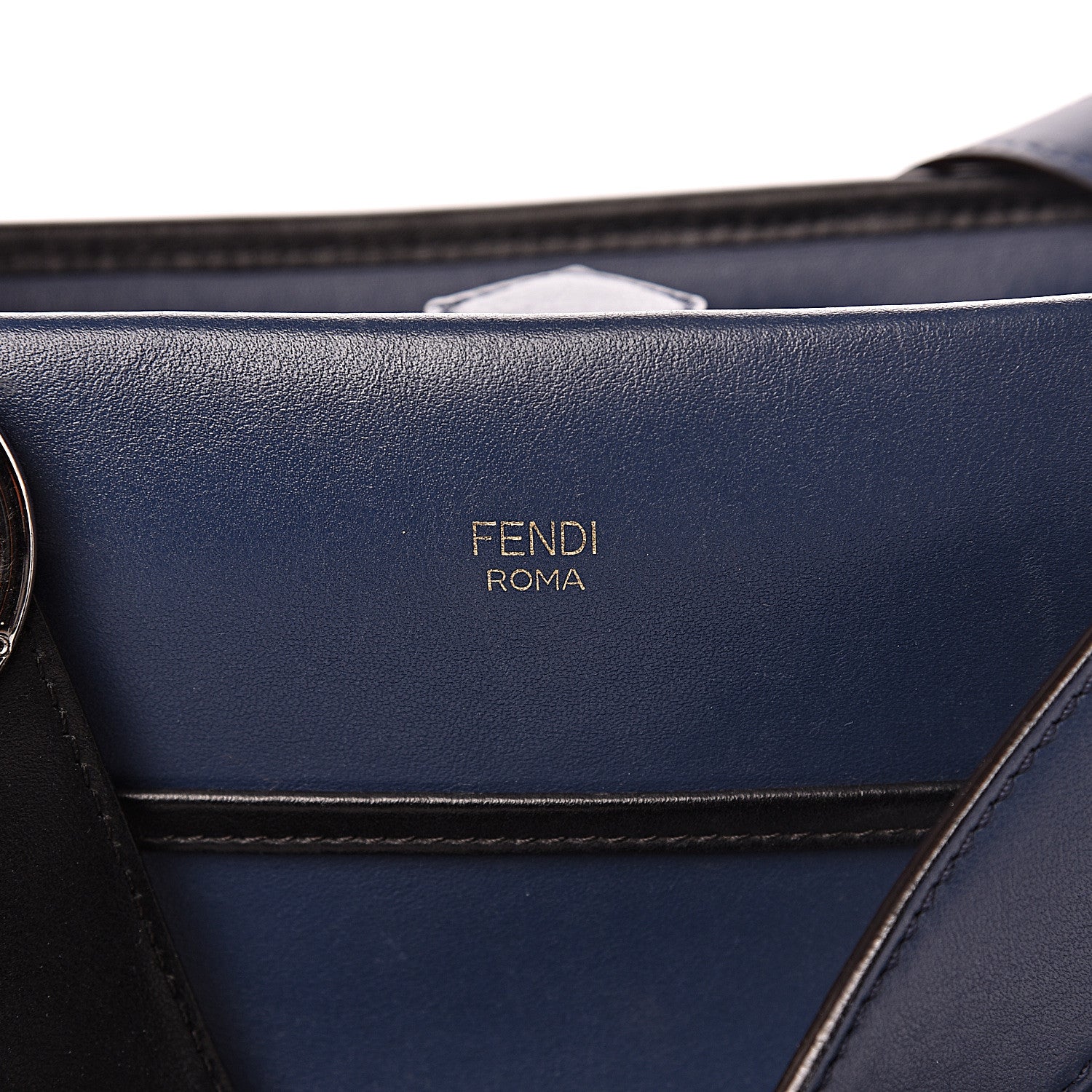 Fendi Vitello Century Opaco F is Fendi Bi-Color Regular Runaway Satchel Blu Scuro 7 of 11