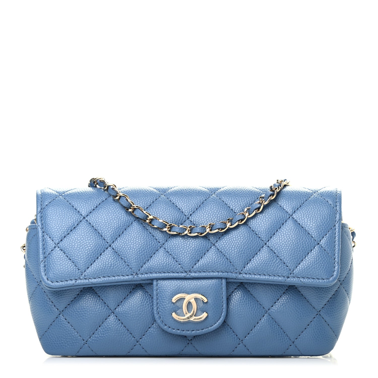 Chanel Caviar Quilted Glasses Case With Chain Blue 1 of 6