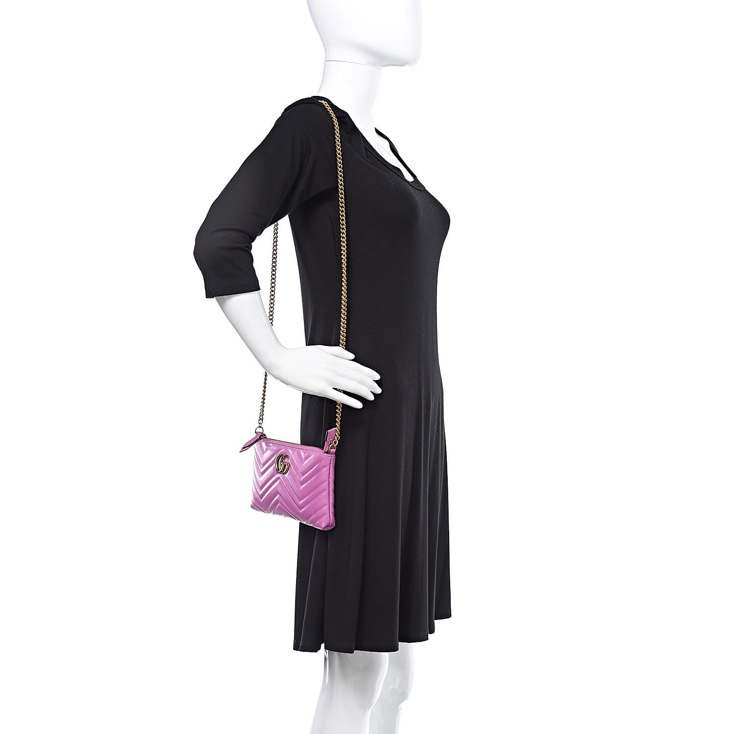 Gucci Calfskin Matelasse Mini GG Marmont Chain Bag Candy Mousse 2 of 11