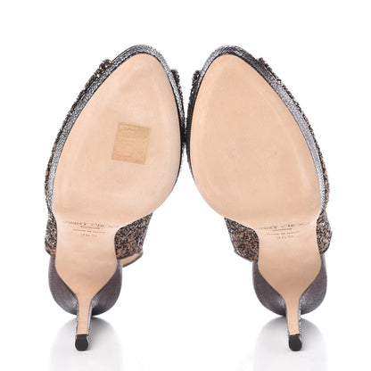 Jimmy Choo Coarse Glitter Fabric Nova Slingback Pumps 36.5 Bronze 7 of 10