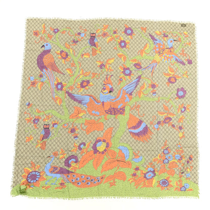 Gucci Modal Silk Monogram Jubilee Shawl Scarf Grass Green Light Purple 1 of 4