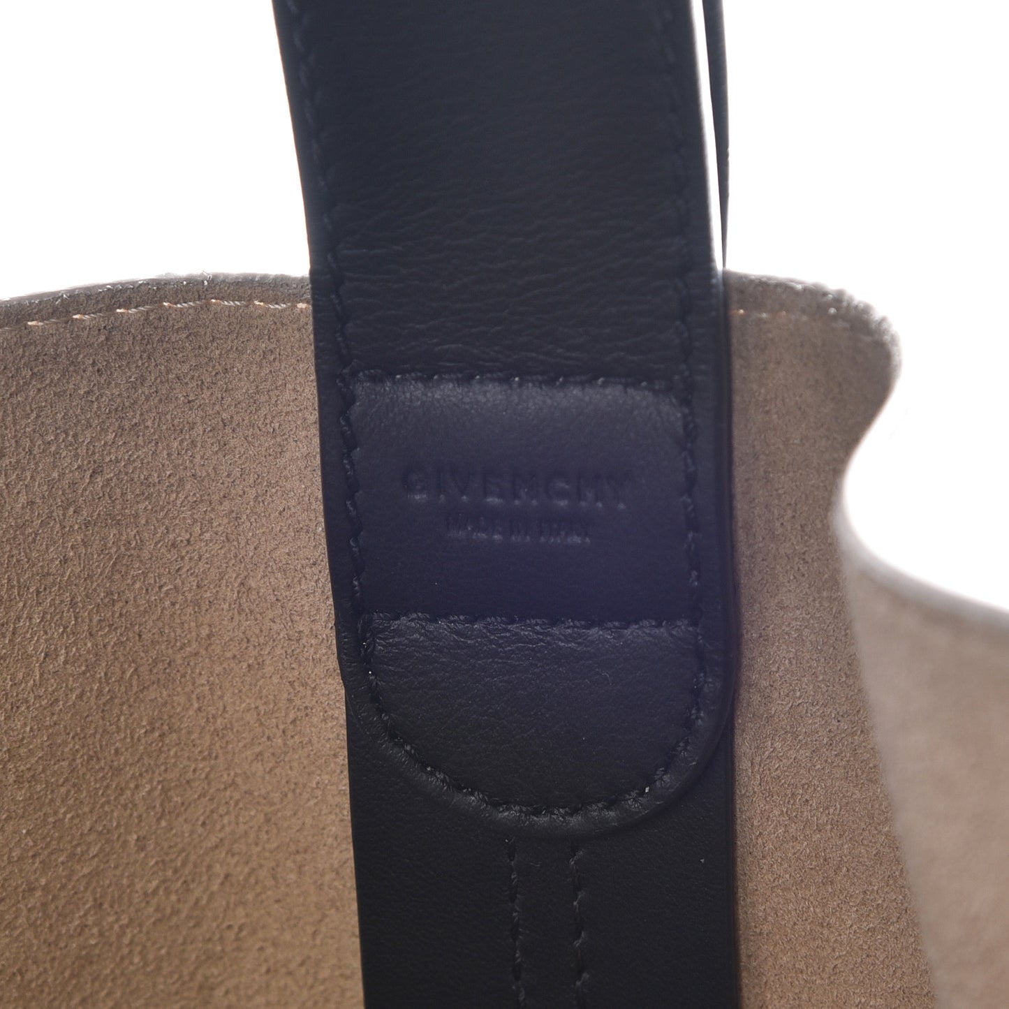 Grained Calfskin Medium GV Bucket Bag White