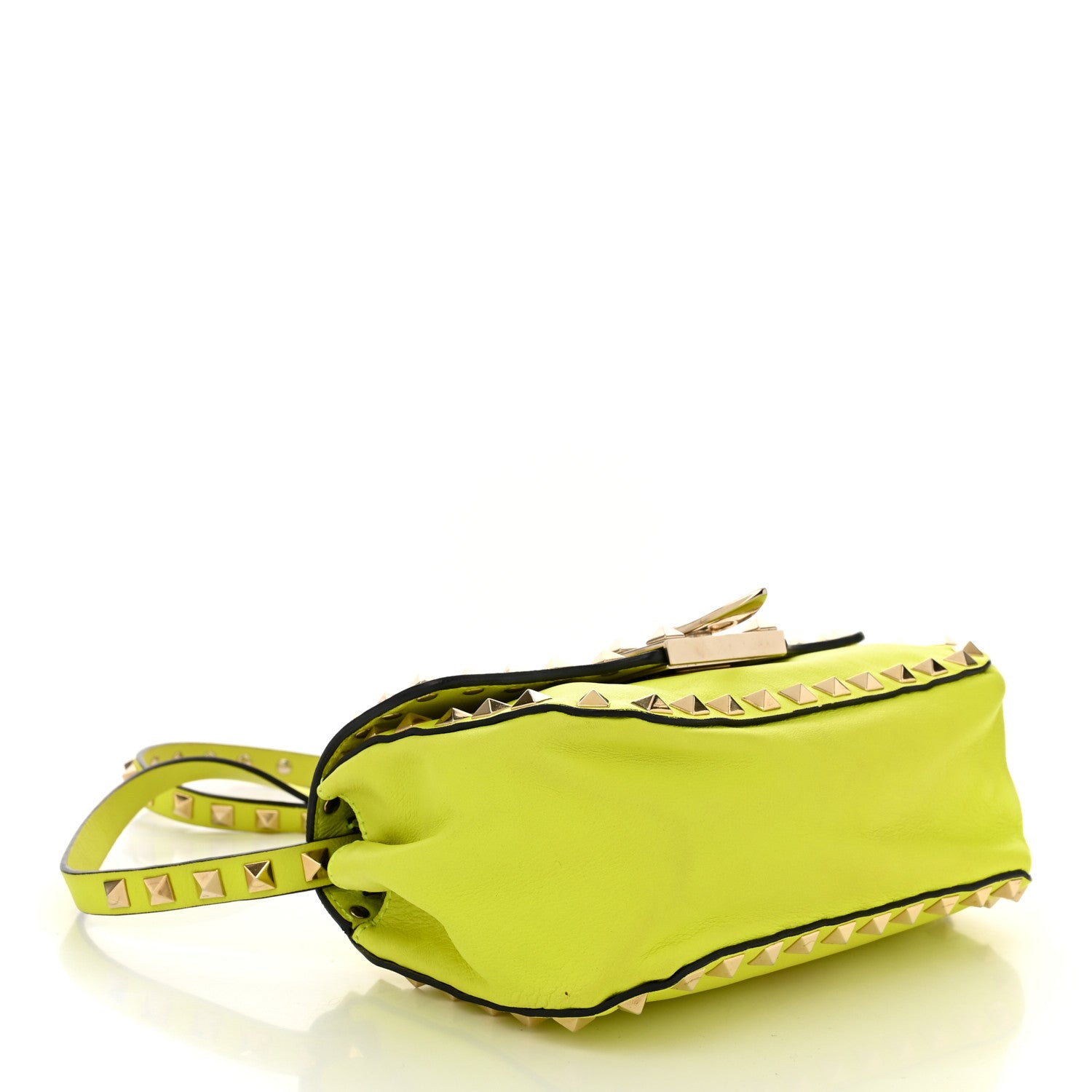 Valentino Garavani Vitello Mini Rockstud Flip Lock Crossbody Bag Yellow Fluo 4 of 9
