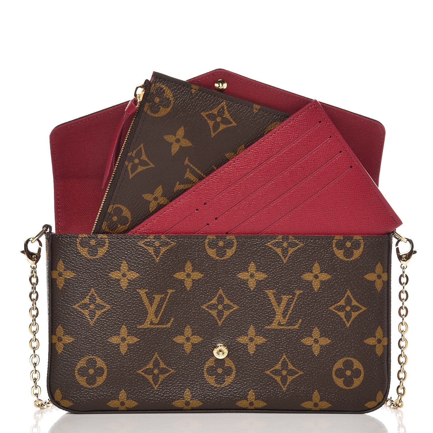 Louis Vuitton Monogram Pochette Felicie Chain Wallet Fuchsia 6 of 11