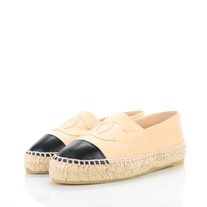 Chanel Lambskin CC Espadrilles 35 Beige Black 3 of 12