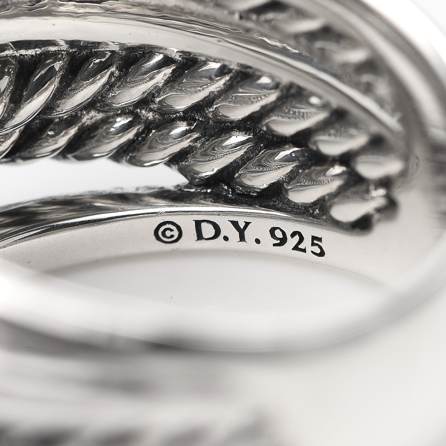David Yurman Sterling Silver 15mm Narrow Crossover Cable Ring 57 8 4 of 5