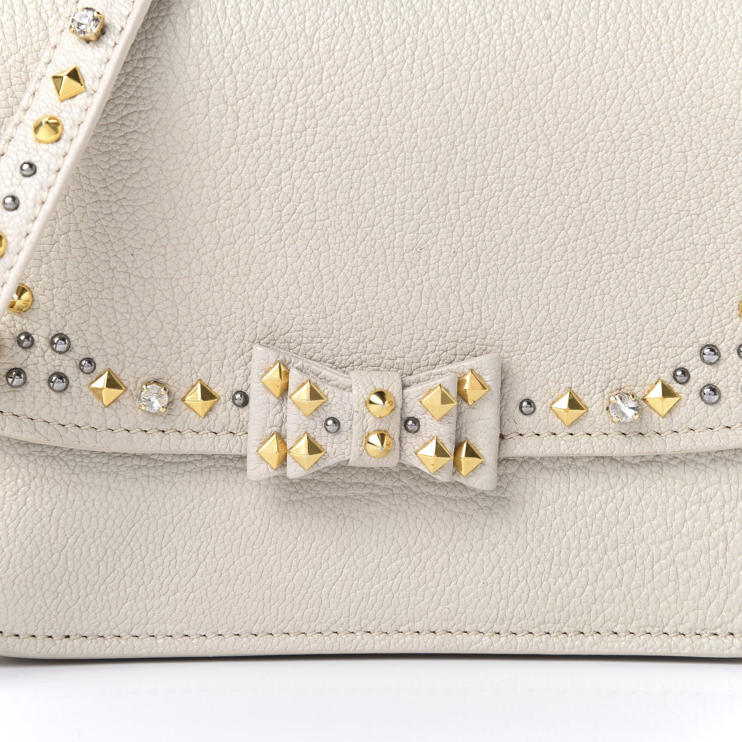 Miu Miu Madras Jeweled Crossbody Bag White 9 of 11