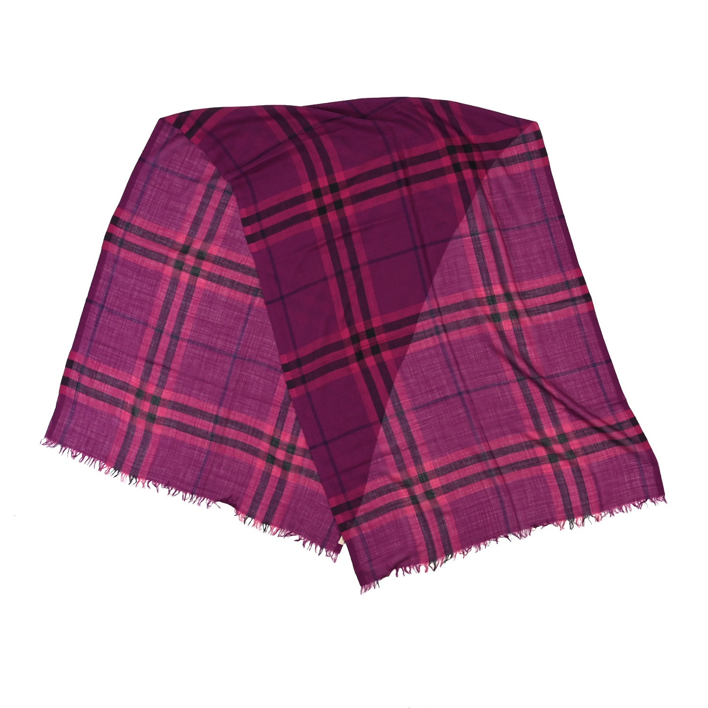 Wool Silk Gauze Giant Check Scarf Fritillary Pink