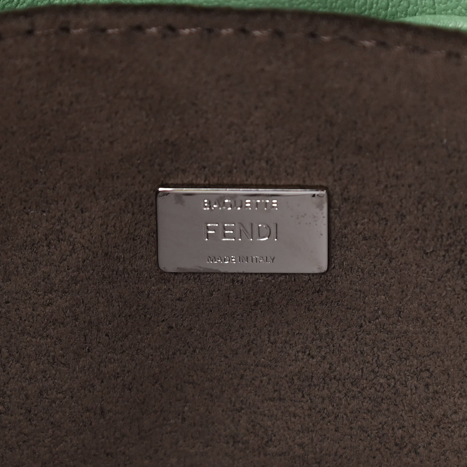 Fendi Nappa Rabbit Fox Fur Micro Buggie Baguette Verde Acqua 6 of 12