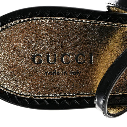 Gucci Regent Calfskin Crystal Snake Head Sandals 37 Black 7 of 8