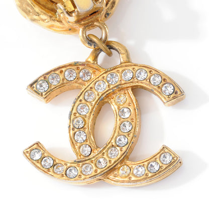 Chanel CC Crystal Large Clip On Earrings Gold 3 of 5