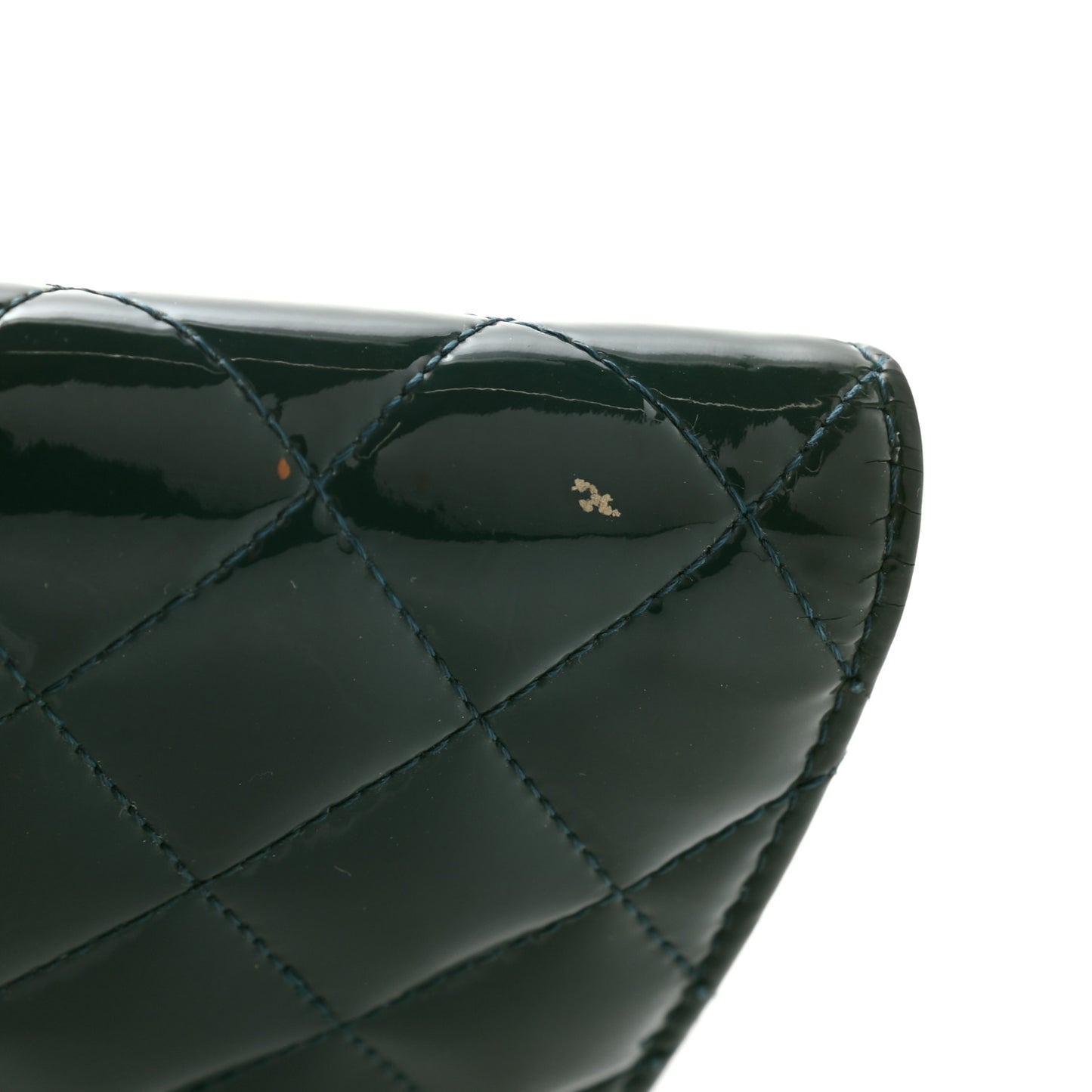 Patent Calfskin Quilted Yen Wallet Blue