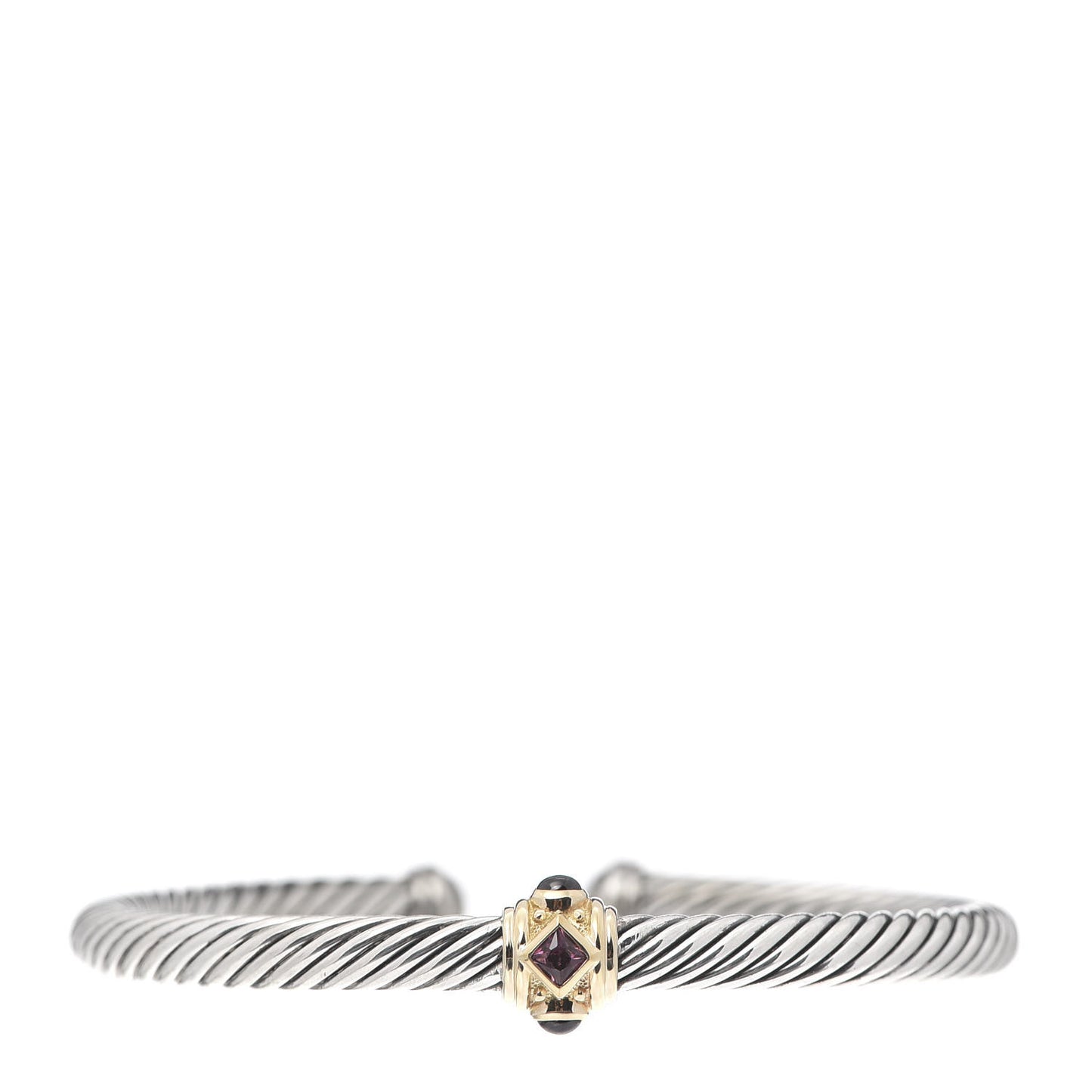 Sterling Silver 14K Yellow Gold Rhodolite Garnet Pink Tourmaline 5mm Cable Renaissance Station Bracelet