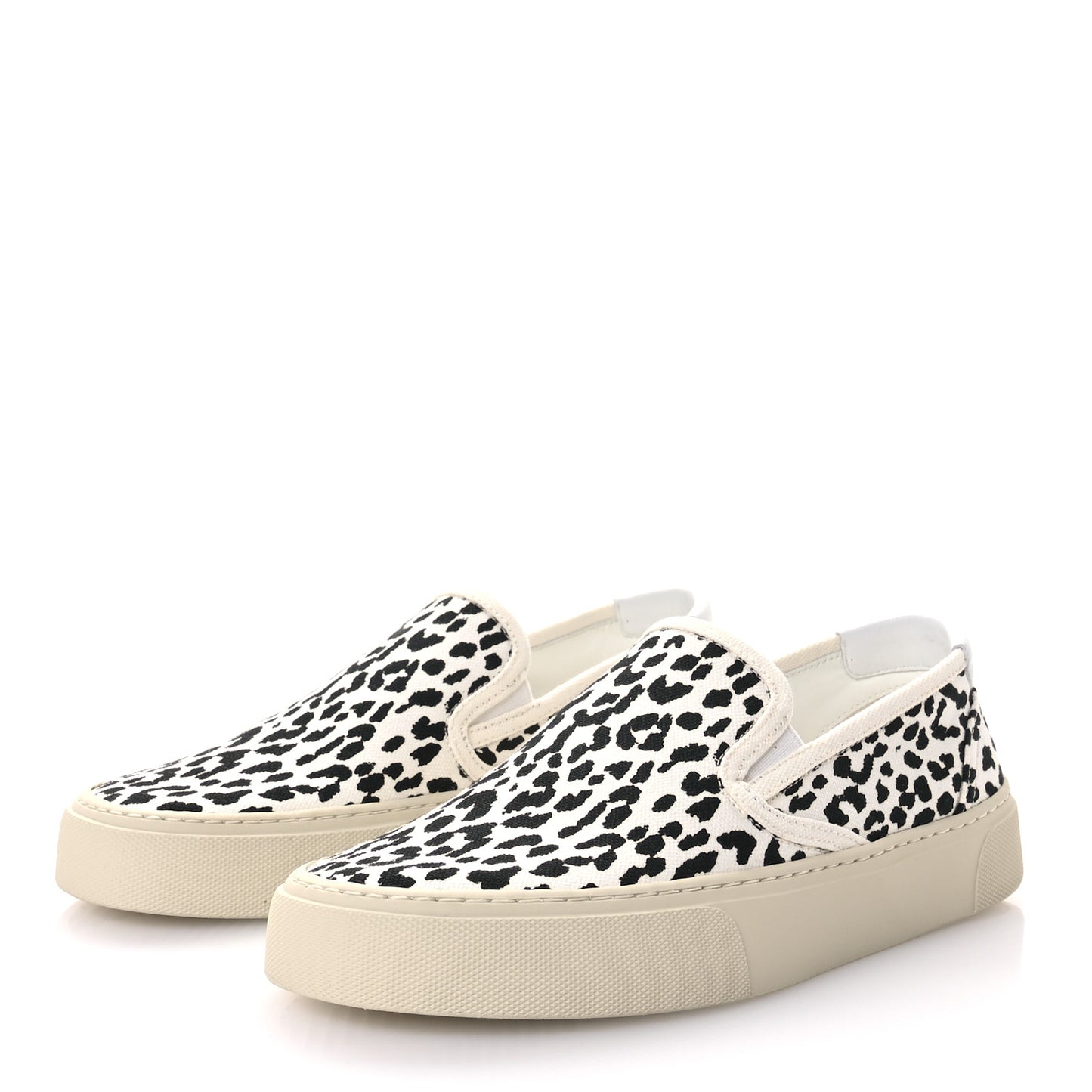Canvas Babycat Print Venice Slip On Sneakers 37 Black White