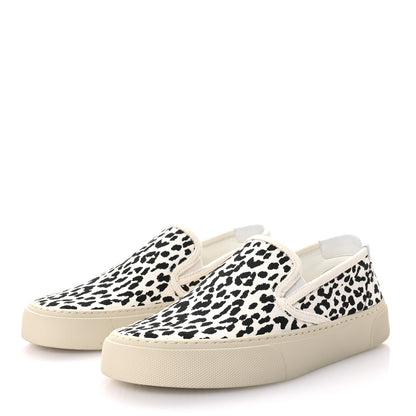 Saint Laurent Canvas Babycat Print Venice Slip On Sneakers 37 Black White 4 of 8