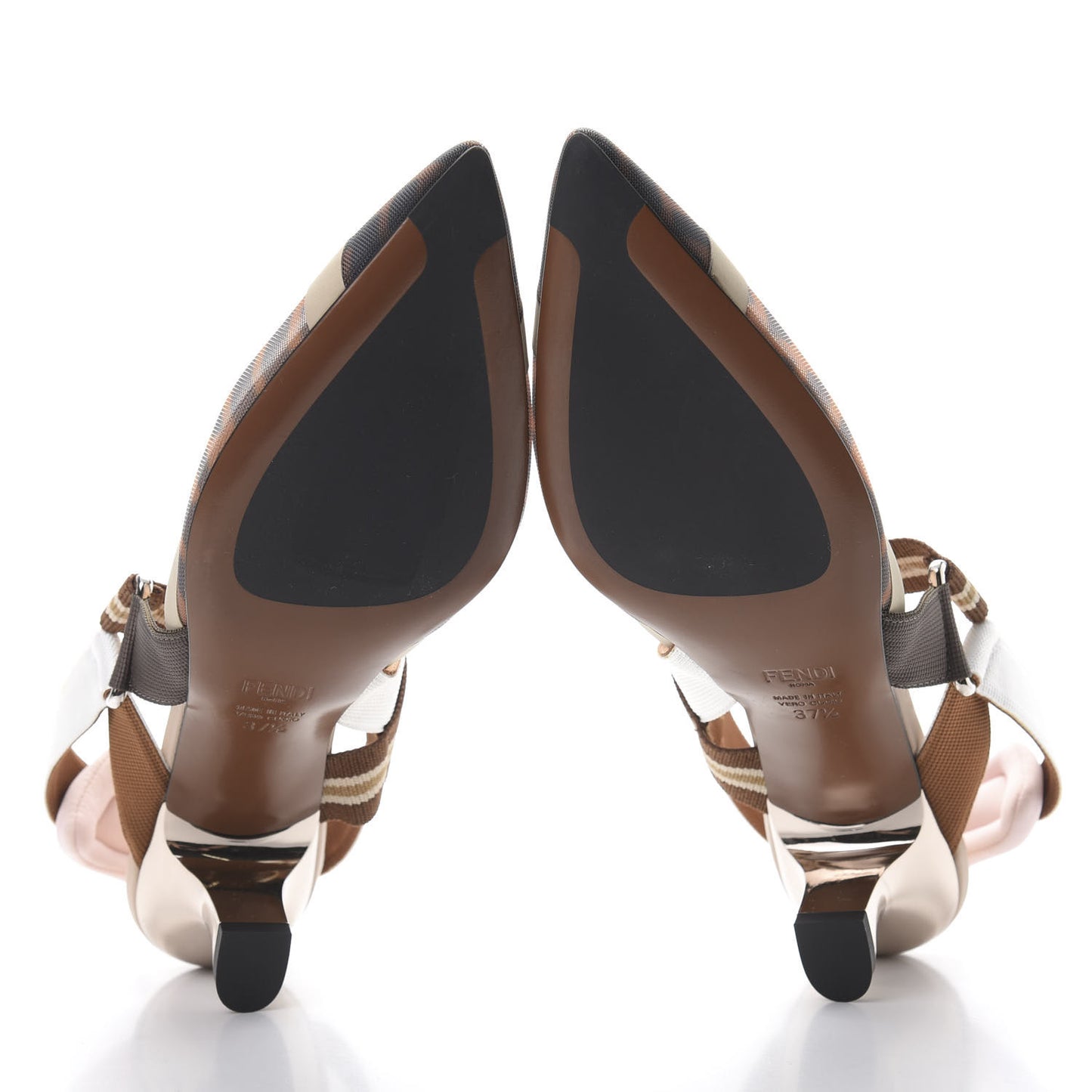 Technical Mesh FF Colibri Slingback Pumps 37.5 Brown Natural Multicolor