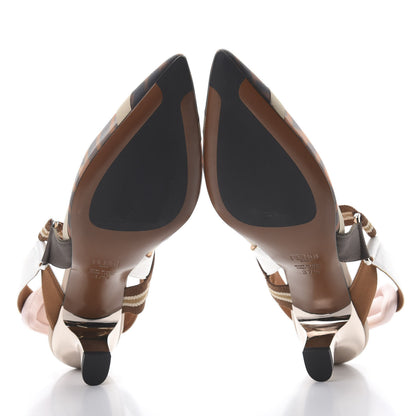 Fendi Technical Mesh FF Colibri Slingback Pumps 37.5 Brown Natural Multicolor 5 of 8