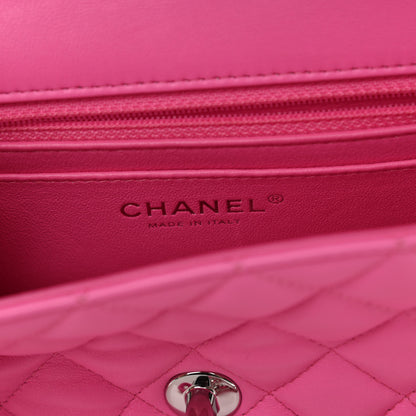 Chanel Lambskin Quilted Mini Rectangular Flap Neon Pink 6 of 10