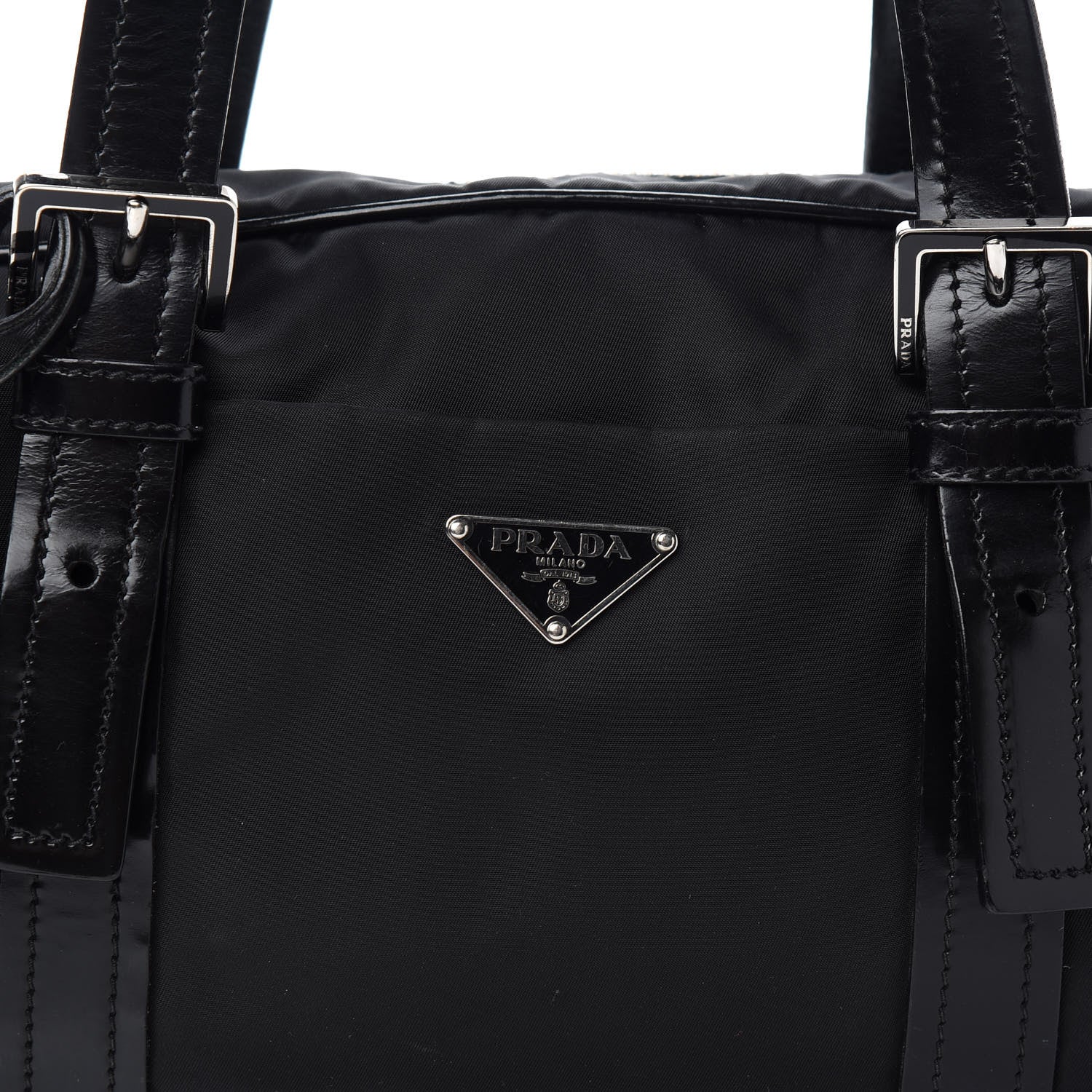 Prada Tessuto Nylon Vitello Shoulder Bag Black 9 of 10