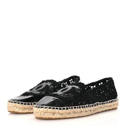 Chanel Lace Patent CC Espadrilles 40 Black 4 of 12