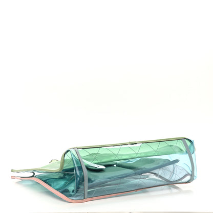 Chanel Lambskin PVC Quilted Large Coco Splash Shopping Bag Blue Green 3 of 9