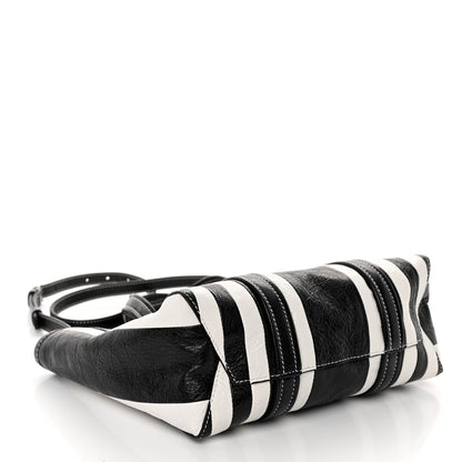 Balenciaga Agneau Arena Striped Patchwork Small Barbes East West Shopper Black White 4 of 9