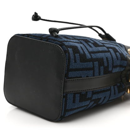 Fendi Chenille Vitello King FF Mini Mon Tresor Bucket Bag Blue Black 9 of 9