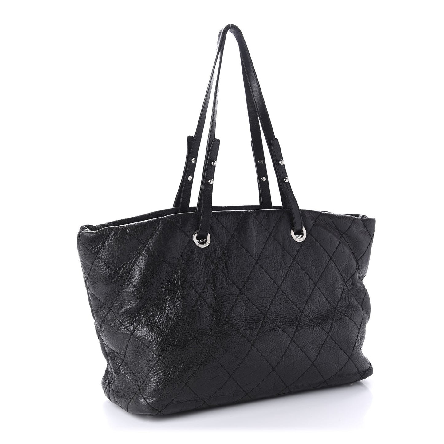 Glazed Calfskin Large On The Road Tote Black