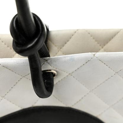 Chanel Calfskin Quilted Medium Cambon Tote White Black 14 of 15