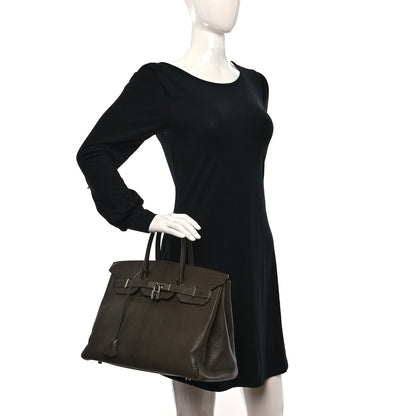 Hermes Chevre de Coromandel Birkin 35 Vert Bronze 2 of 17