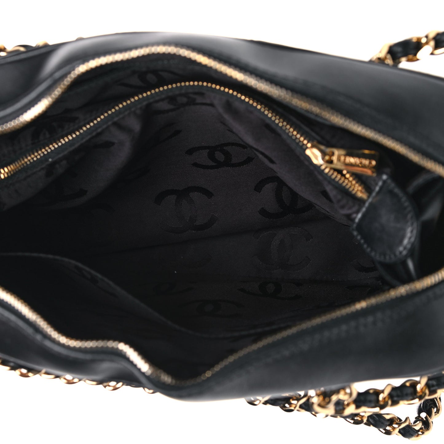 Lambskin Chevron Quilted Camera Case Black