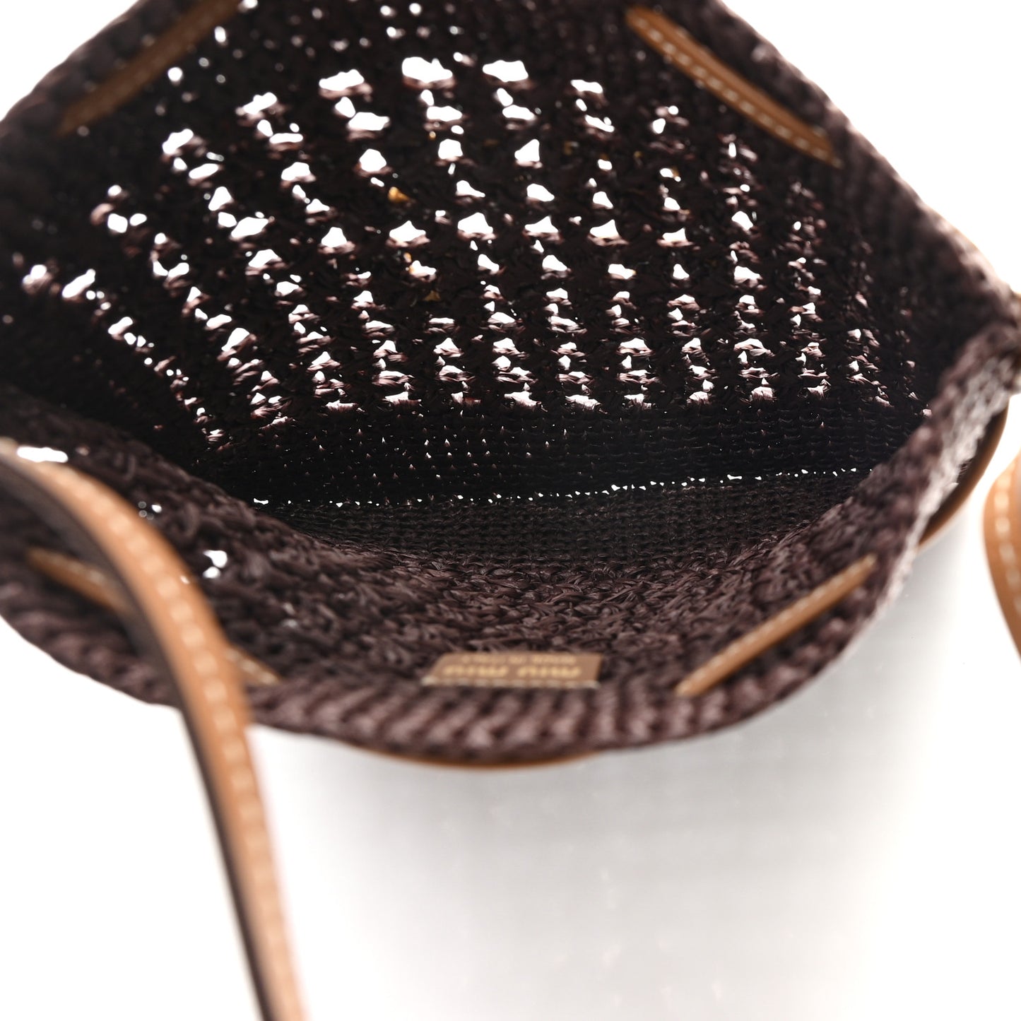 Raffia Crochet Drawstring Pouch Cacao Naturale