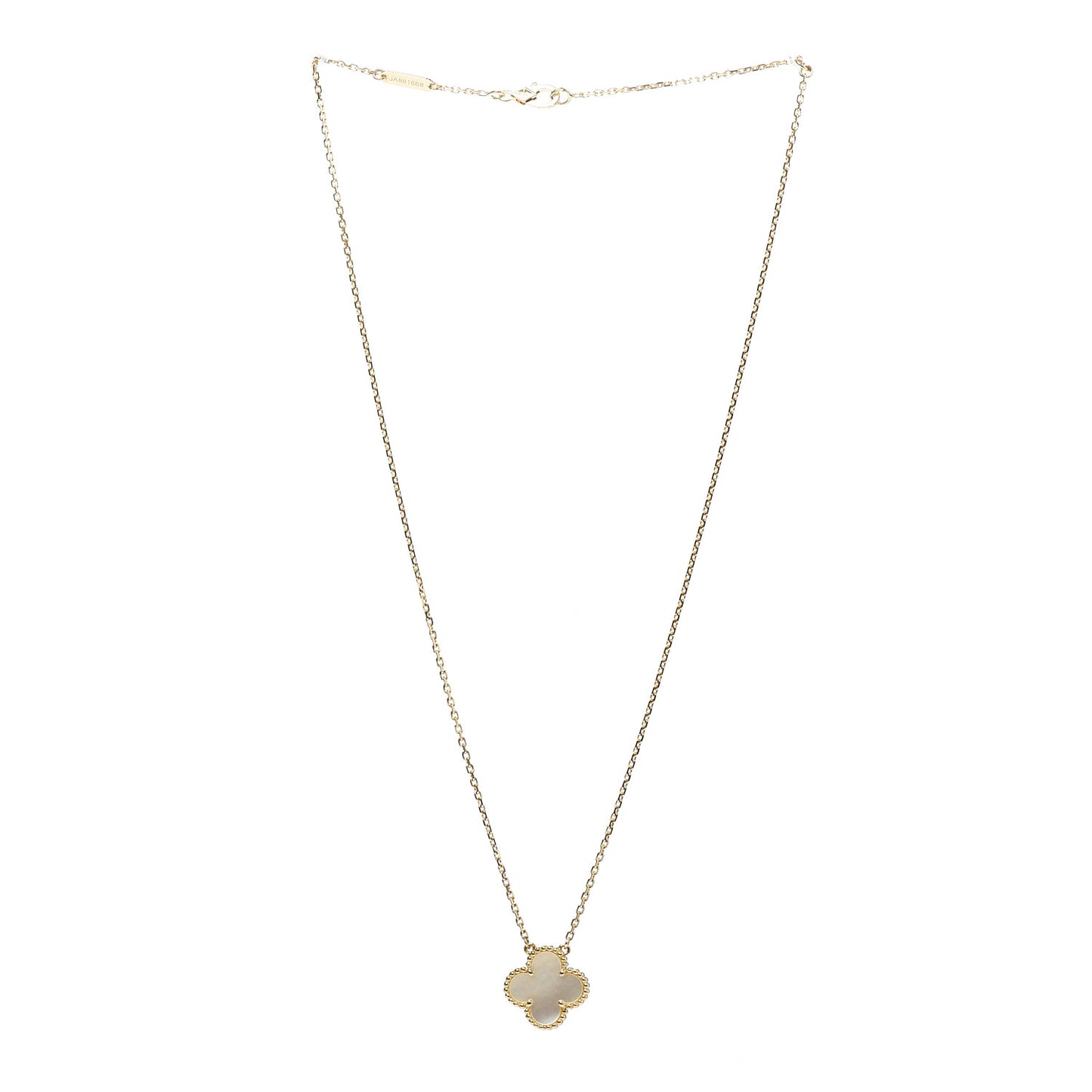 18K Yellow Gold Mother of Pearl Vintage Alhambra Pendant Necklace