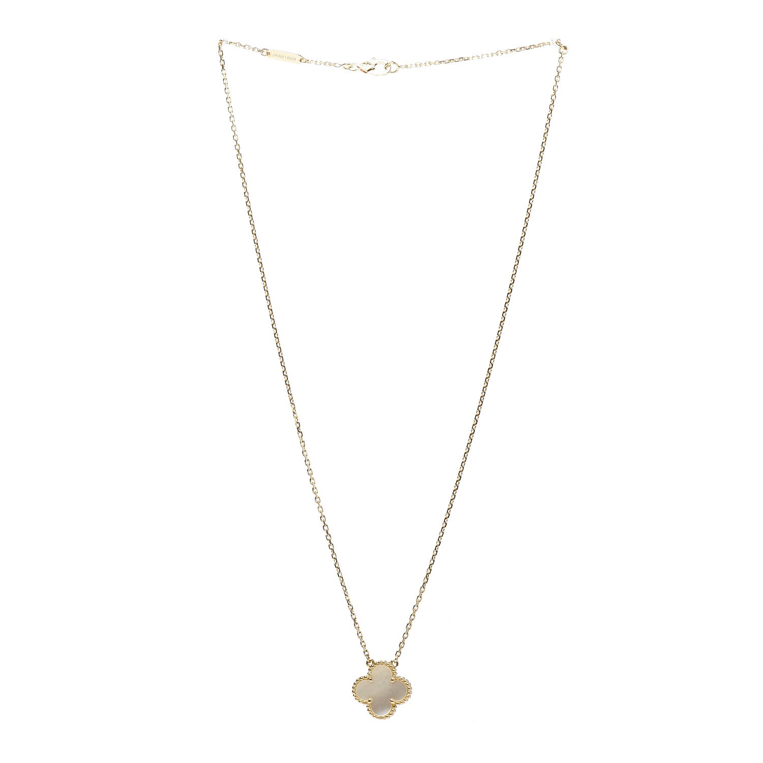 Van Cleef & Arpels 18K Yellow Gold Mother of Pearl Vintage Alhambra Pendant Necklace 3 of 5