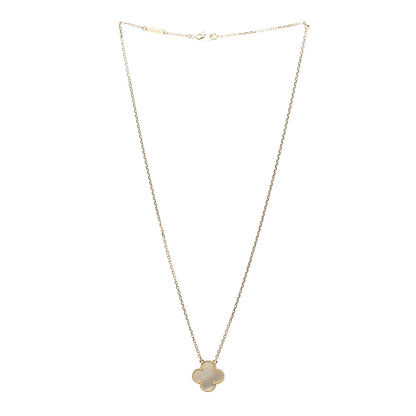 Van Cleef & Arpels 18K Yellow Gold Mother of Pearl Vintage Alhambra Pendant Necklace 3 of 5