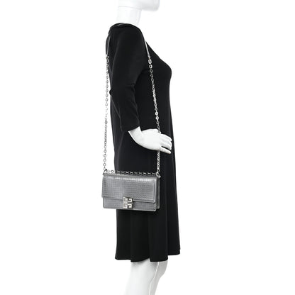 Givenchy Metallic Calfskin 4G Embossed Small 4G Crossbody Silver 2 of 11