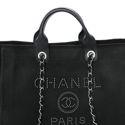 Chanel Canvas Pearl Medium Deauville Tote Black 8 of 10