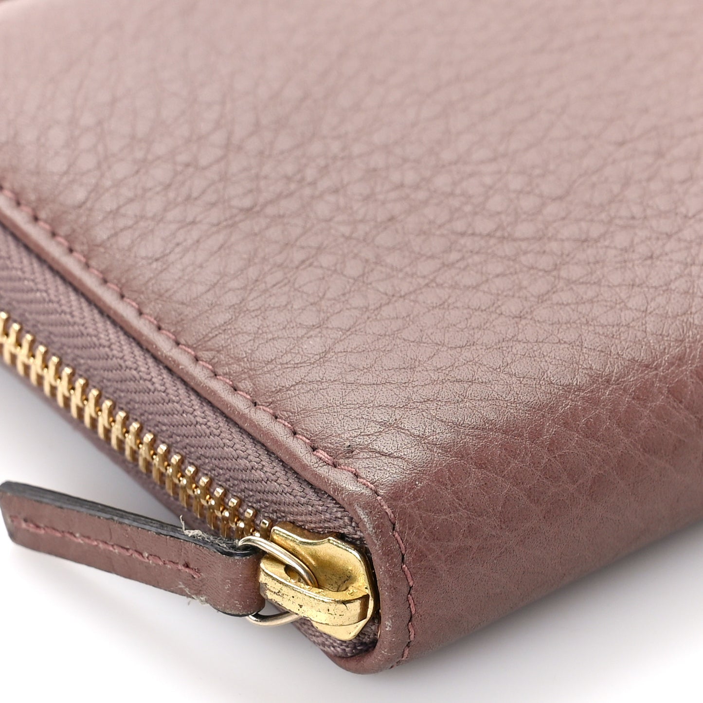 Dollar Calfskin Zip Around Wallet Rosy Phard