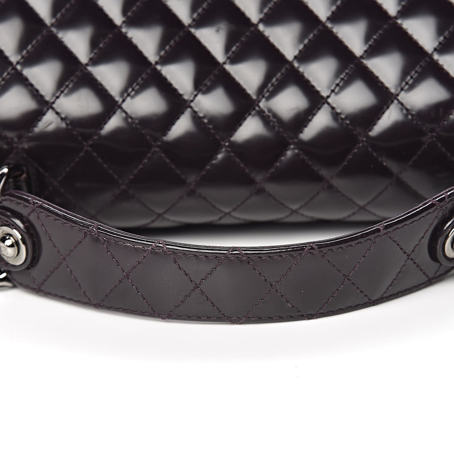 Glazed Calfskin Quilted Mademoiselle Bag Dark Purple