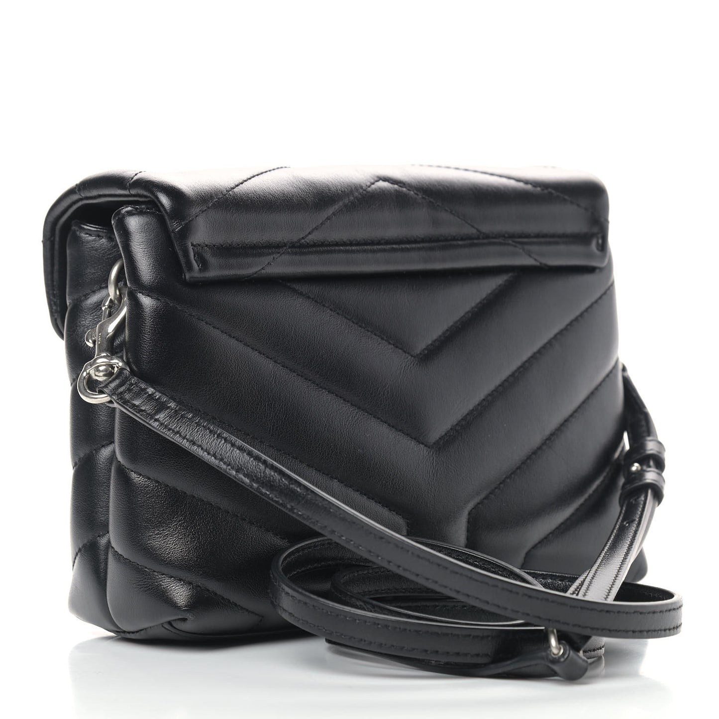 Calfskin Y Quilted Monogram Toy Loulou Crossbody Bag Black