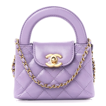 Chanel Shiny Aged Calfskin Quilted Mini Nano Kelly Shopper Lilac 1 of 11