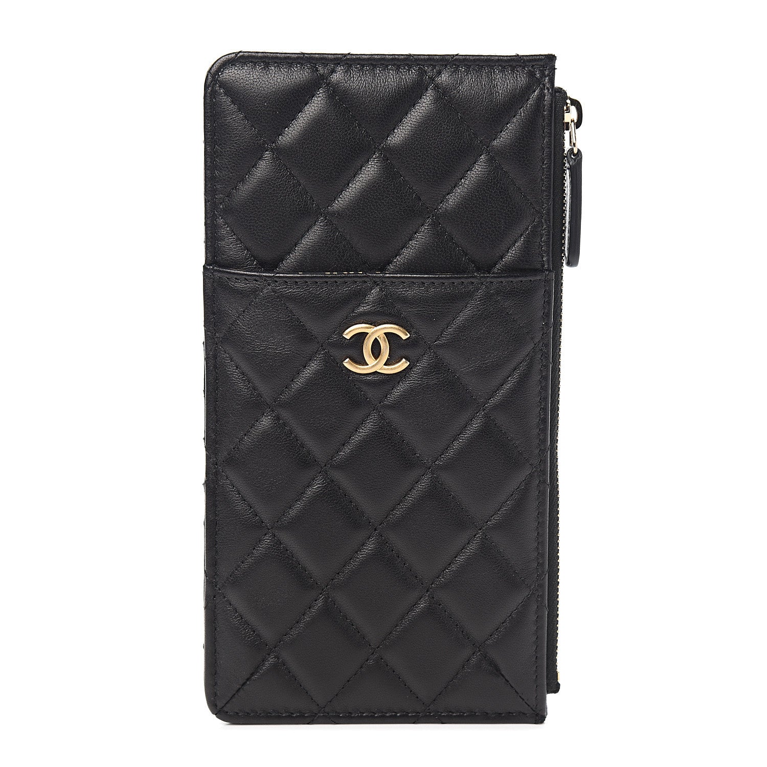 Chanel Lambskin Quilted Egyptian Amulet Classic Flat Wallet Pouch Black 1 of 8